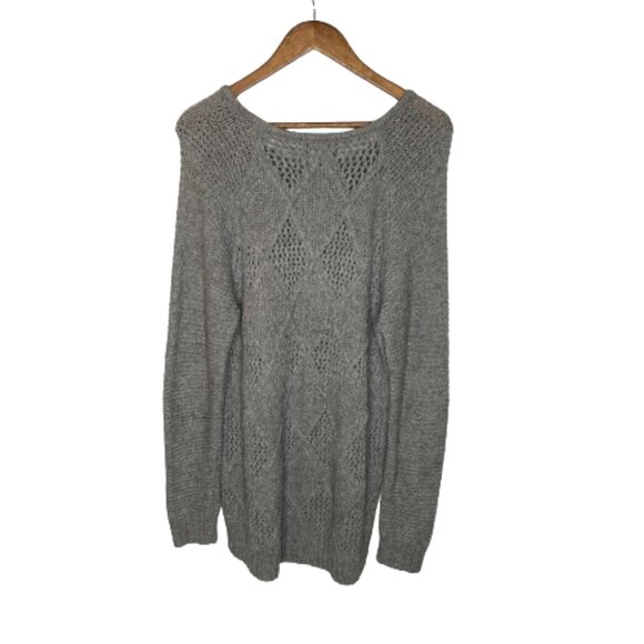 American Eagle Womens Open Cable Knit Tunic Sweater Size Extra Large Gray Cozy - Picture 10 of 15